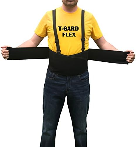 T-GARD FLEX Elastic Back Support Belt With Suspenders, Back Brace, Lower Back Support Belt For Men and Women (Available in Small,Medium,L,XL,2X,3X) Extra Wide With Proper Back Support, Black (X-Large)