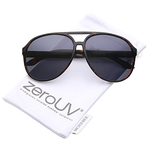 zeroUV - Retro Large Protective Polarized Lens Aviator Sunglasses 60mm (Tortoise / Smoke Polarized)