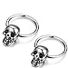 Flongo 2PCS Gothic Stainless Steel Men's Skull Hoop Stud Huggie Earrings Set