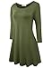 BELAROI Women's Plus Size Dress Fall Casual Swing 3/4 Sleeve T Shirt Loose Tunic Dress (3X, Army Green)