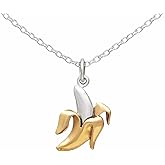 Sterling Silver Banana Necklace – Handmade Dainty Fruit Pendant, Gift for Her