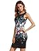 Floerns Women's Floral Print Sleeveless Sexy Bodycon Cocktail Party Round Neck Summer Dresses Black Multicolor Flower M