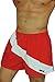 UZZI Men's Basic Swim Shorts Swimwear Dive Trunks RED/White Stripe
