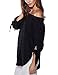 Just Quella Women's Off Shoulder Loose Shirt Blouse 8422 (Large, Black)