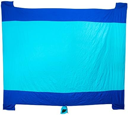 Outdoor Beach Blanket Picnic Oversized 9'x11' Waterproof Sandproof Quick Drying Lightweight Nylon 4 Sand Pockets Compression Bag Great for Family Vacation
