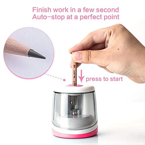 Electric Pencil Sharpener Portable Pencil Sharpener Battery operated Auto & Safety for Painting Writing - Pink,Chasing Y
