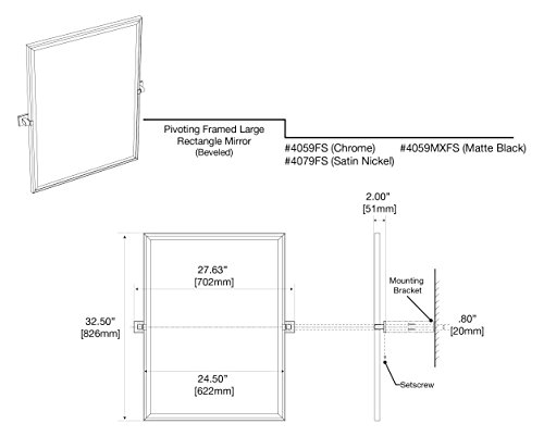 Gatco 4059MXFS Elevate Framed Rectangle
