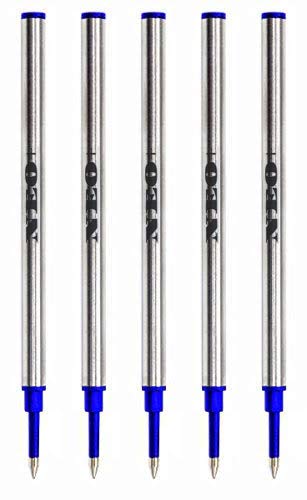 Rollerball Pen Refills By NEO+, Blue Ink (Pack of 5) Compatible with Most refillable Rollerball pens