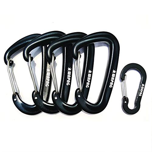 WAPAG Carabiner Clip Keychain, 12KN / 2645lbs 7075 Aluminum Heavy Duty Caribeaner, for Sports & Outdoors, Hammock, Camping, Hiking, Key (Black) - Thumbnail 7