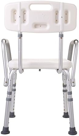White New Medical Shower Chair 6 Height Adjustable Bath Tub Bench Stool Seat Back Armrest