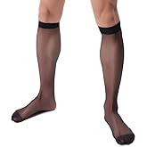 Sexy Mens Sheer Business Suit Formal Thin Breathable Socks Over the Calf Stocking