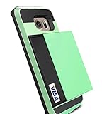 Galaxy S6 Edge Case, Anuck Galaxy S6 Edge Wallet case [Anti Scratch][Heavy Duty][Card Pocket] Dual Layer Shockproof [Soft Rubber Bumper] Hybrid Protective Case for Samsung Galaxy S6 Edge - Mint