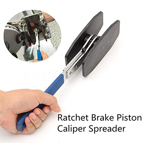 Brake Caliper Press,TUTOOLS Car Brake Caliper Ratcheting Piston Spreader Press Tool,Wrench Spreader Tools with 2 pcs Steel Plates,360 Degree Ratchet Swing(Blue) - Thumbnail 2