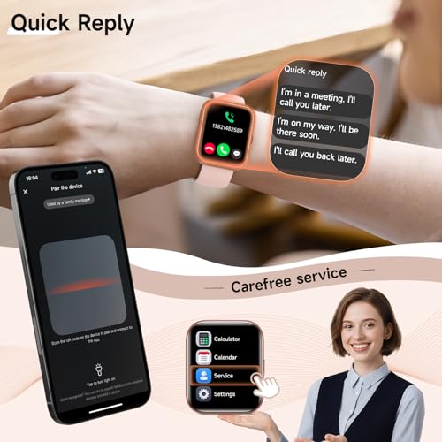 Smart Watches for Women, 1.8" Touch Screen Fitness Tracker for Android & iPhone, Answer/Make Calls, Alexa Built-in, Heart Rate/Sleep/SpO2 Monitor Smartwatch, 3ATM Waterproof, 101+ Sport Modes, 2 Bands