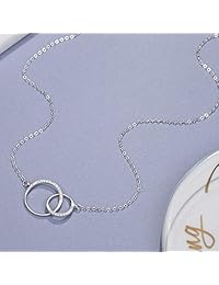 AnotherKiss - Collar de plata de ley con 2 círculos, para el día de la madre, regalo de cumpleaños
