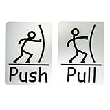 Fun Push Pull Door Sign (Brushed Silver)