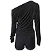 MAGICMK Women's Casual One Off Shoulder Long Sleeve Plain Jumpsuit One Piece Rompers Black