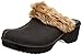crocs Women's 16288 Cobbler Fuzz Clog Flat,Black/Black,8 M US