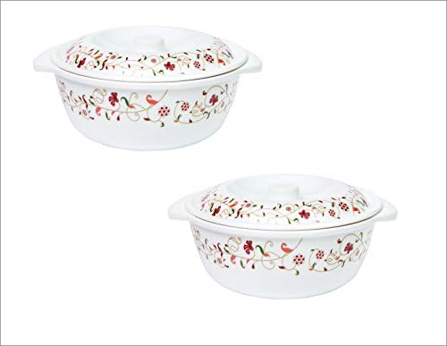 MEHUL CROCKERY Flower Design Melamine Fancy Serving Bowl (White, 7.5-inch) - 2 Pieces