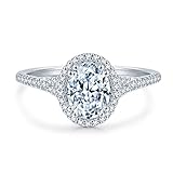 2.25ctw Oval Cut Petite Micropave Halo Simulated Diamond Cubic Zirconia CZ Engagement Rings for Women