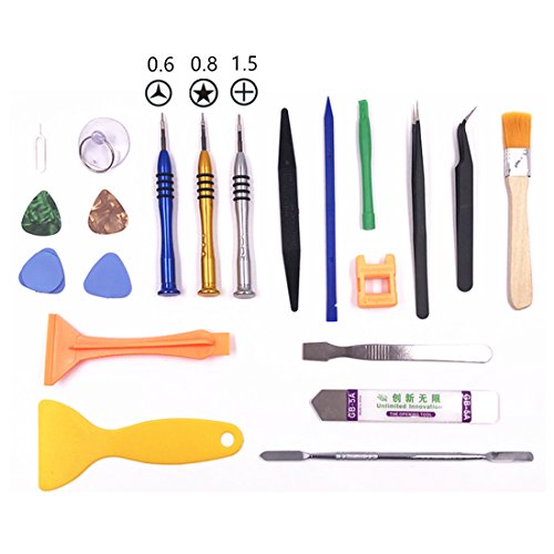 JUYU 21 Pcs Cell Phone Repair Tool Kit Open Tool Kit for iPhone Precision Screwdriver Set with Magnetizer/Demagnetizer Tool & Opening Pry Tools for iPhone, IPad,IPod,ITouch (21 IN 1)