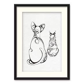 Black Paper Framed Canvas Wall Art for Living Room, Bedroom Black and White Beasts Canvas Prints for Home Decoration Ready to Hanging - 23x31 inches