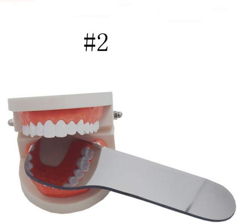 Shuaienfushi Double Sided Glass Photographic Orthodontic Intra-oral Mirror-Dentists Parents Perfect Tool to Check Tooth Cavities Tartar Calculus-with Storage Bag 2#