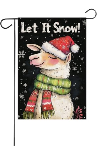 KEEPAEON Let It Snow Llamas Snowflake Garden Flag 12x18 Inch Double Sided Outside, Christmas Winter Holiday Yard Outdoor Decorative Flag (13744) at Amazon