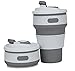 Coffee Travel Mug -CLTEIN Collapsible Certified BPA Free Food-Grade Silicone Coffee Cup Pocket-Sized Camping Mug with Lid Reusable for Travel and Hiking,Dishwasher & Microwave Safe-12oz(Grey)