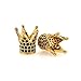 King Crown Bead Pave Black CZ for Mens Bracelet Charms Spacer Beads Jewelry Making Findings 12x13mm 10Pcs