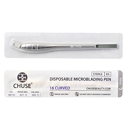 CHUSE M66 16 Curved 5pcs Disposable Microblading Pen With Sterile Microblades (Silver)