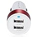 Dual Port USB Car Charger, Fosmon High Speed (2.4A + 1.0A) USB Car Charger for Apple iPhone 7/7 Plus/SE, Galaxy S7/S7 Edge, Note 5, Google Pixel, Moto G4 Plus, HTC 10, LG V20/G5 (White/Red)
