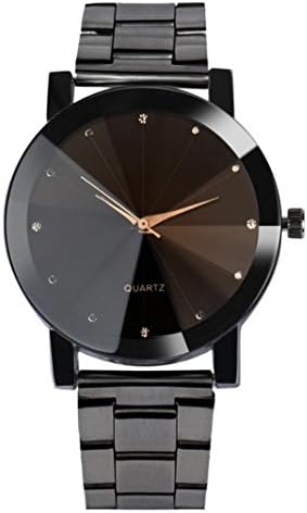 Clearance!!! Daoroka Fashion Man Women Crystal Stainless Steel Analog Quartz Wrist Watch Jewelry Gift (Black)