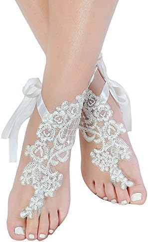 Dressvip Lace Anklets Handmade Barefoot Sandals Wedding Shoe