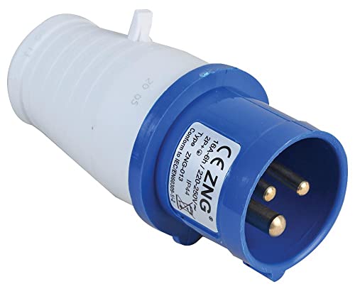 PRO ELEC 32A 230V Cable Mount CEE Plug – 2P+E, Blue, IP44 Industrial Connector, IEC 60309-2 Compliant – PELB0117