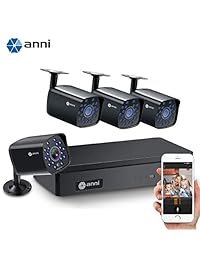 4 Channel H.264+Home Security Cameras System Wired, 4pcs HD 1080N 1.0MP Surveillance Bullet Cameras with CCTV DVR Video Recorder, IP65 Weatherproof for Indoor Outdoor use, Motion Alert Remote Access