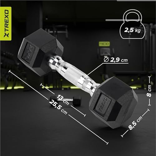 Haltères Hexagonaux 2,5 kg en fonte caoutchoutée durable Alteres Musculationà la maison Halteres avec poignée ergonomique Fitness, Gymnastique Musculaire 1x Haltère