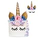 Unicorn Cake Topper with Eyelashes and Flowers, Handmade Gold Unicorn Birthday Cake Toppers Set, Unicorn Cake Decorations Kit for Girls, Party Supplies, Party Favors, Baby Shower and Wedding