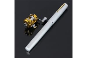 G Ganen 38inch Mini Portable Pocket Aluminum Alloy Fishing Rod Pen Great Gift (Silver)