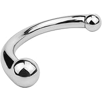 G-spot Massage Dildo, Stimulate Wand Fetish Plug Solid Metal Curved Dual Ended Masturbation Sex Toy for Couple