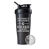 Exceed Your Own Expectations Blender Bottle Shaker, 28oz Protein Shaker Bottle (Black - 28oz)