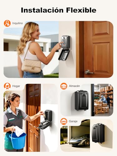 ISEYOU Caja Fuerte para Llaves con Código, 12 Teclas, Caja de Seguridad para Llaves Exterior de Pared, Caja Metálica Resistente a la Intemperie, Negra