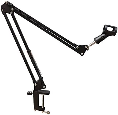 Microphone Arm Stand - Adjustable Microphone Suspension Boom Scissor Arm Stand with Table Mounting Clamp - Suitable for Radio Broadcasting Studio, Voice-Over Sound Studio, Stages, and TV Stations