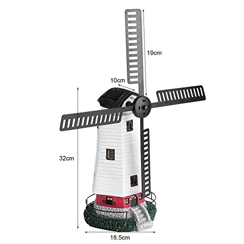 image for Greensen Windmill LED Lighthouse, 20” Solar Powered Rechargeable Win