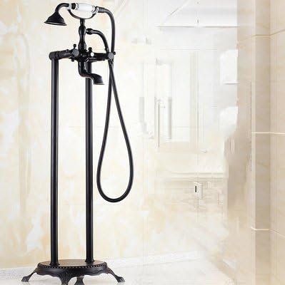 Bathtub Faucets Black Dual Handles Bathroom Shower Set Floor