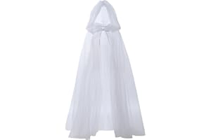 BPURB Adult Full-Length Sheer Cape with Oversized Hood Halloween Ghost Cosplay Costume Cloak