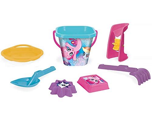 Wader 76242 - Eimergarnitur My Little Pony mit Eimer, Sieb, Sandmühle, Schaufel, Rechen und 2 Sandformen, 7-teilig, bunt…