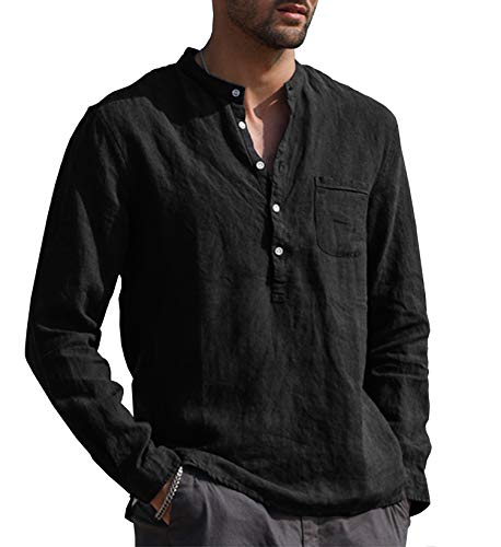 1 URRU+Hipster+Henley+Sleeve+Shirts