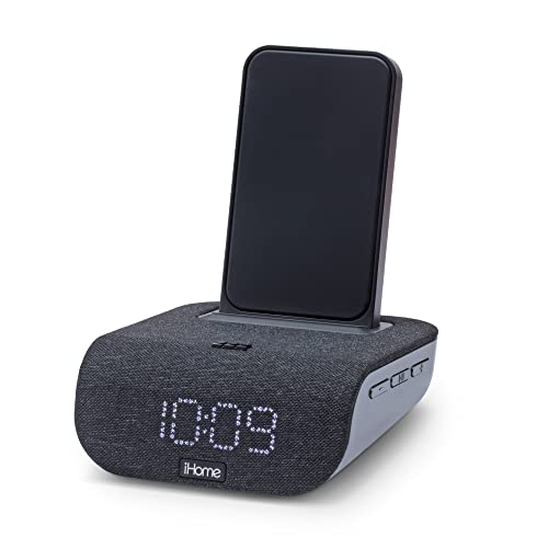 iHome Alarm Clock with Wireless Charging, USB Charging, and Bluetooth