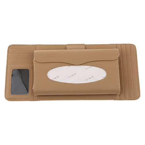 Homyl Premium 3 In 1 CD DVD Pouch Bag Glasses Holder Case with Tissue Box for Car Sunshade Visors 14Inch - beige - Thumbnail 5